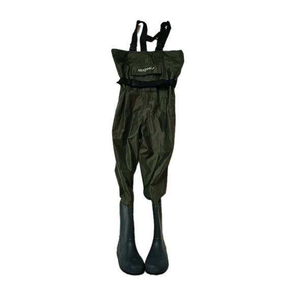 Magreel Child Chest Waders Green Waterproof Nylon Youth with Boots Fishing EU33 - Picture 1 of 7